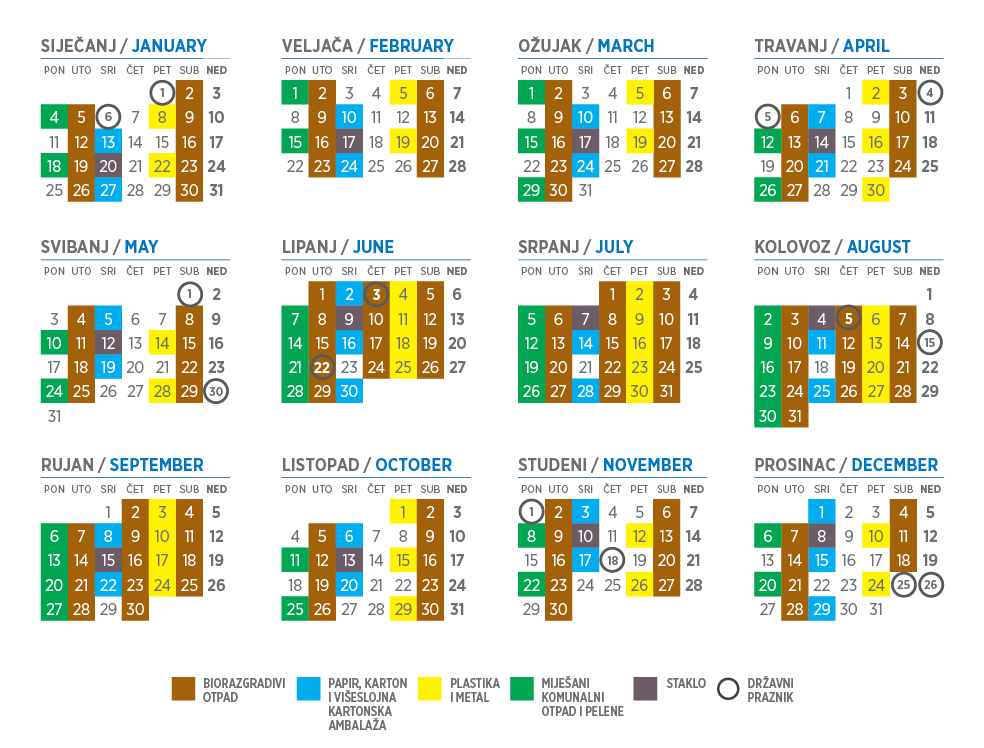 Kalendar odvoza otpada 2021. godina